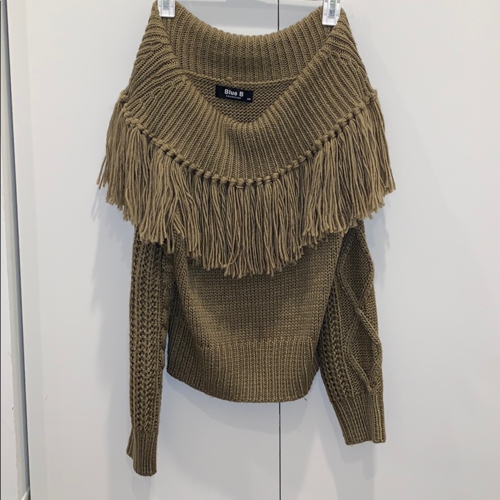 Off the shoulder fringe sweater
